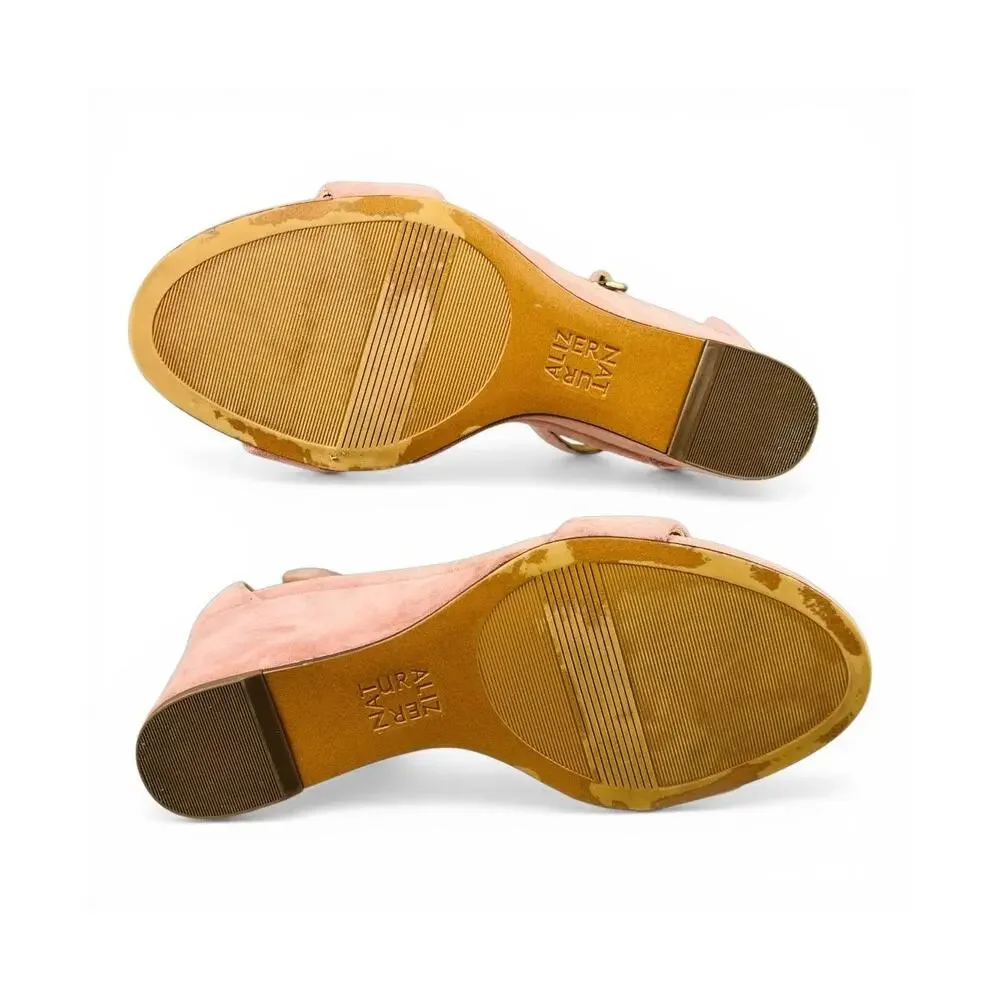Naturalizer Kierra Rosewood Suede Ankle Strap Wedge Sandals N5 Contour+ Size 7